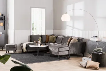 Trend 5-seters Venstrevendt U-formet Hjørnesofa med Divan i Fløyel - Mørkegrå - Møbler - Sofaer - Hjørnesofaer - Hjørnesofa med divan