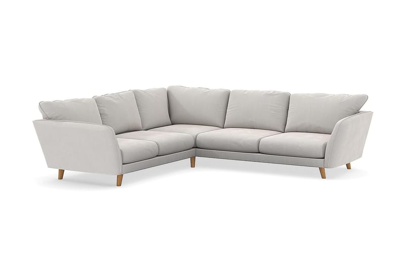 Trend Lyx 6-seters Vendbar L-formet Hjørnesofa i Fløyel - Kremhvit - Møbler - Sofaer - Hjørnesofaer