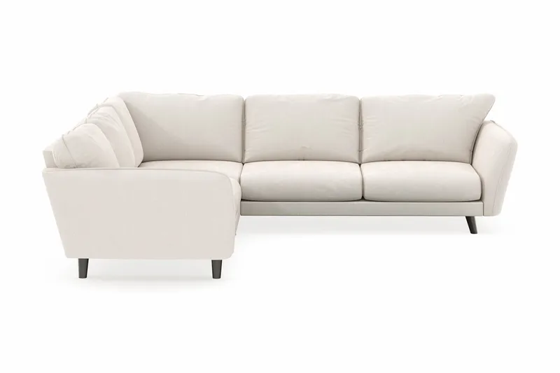 Trend Lyx 6-seters Vendbar L-formet Hjørnesofa i Fløyel, Kremhvit