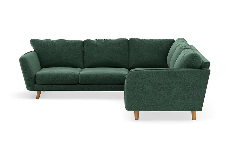 Trend Lyx 6-seters Vendbar L-formet Hjørnesofa i Fløyel - Mørkegrønn - Møbler - Sofaer - Fløyelssofaer