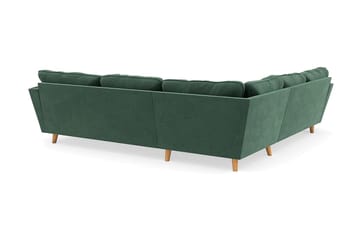 Trend Lyx 6-seters Vendbar L-formet Hjørnesofa i Fløyel - Mørkegrønn - Møbler - Sofaer - Hjørnesofaer