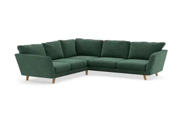Trend Lyx 6-seters Vendbar L-formet Hjørnesofa i Fløyel - Mørkegrønn - Møbler - Sofaer - Fløyelssofaer