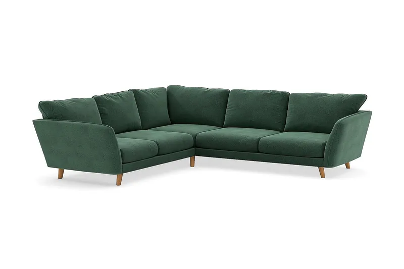 Trend Lyx 6-seters Vendbar L-formet Hjørnesofa i Fløyel - Mørkegrønn - Møbler - Sofaer - Fløyelssofaer