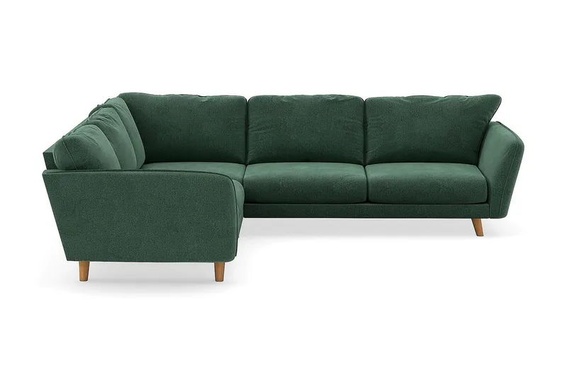 Trend Lyx 6-seters Vendbar L-formet Hjørnesofa i Fløyel, Mørkegrønn