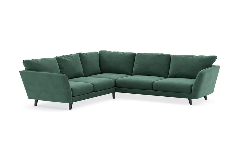 Trend Lyx 6-seters Vendbar L-formet Hjørnesofa i Fløyel - Mørkegrønn - Møbler - Sofaer - Hjørnesofaer