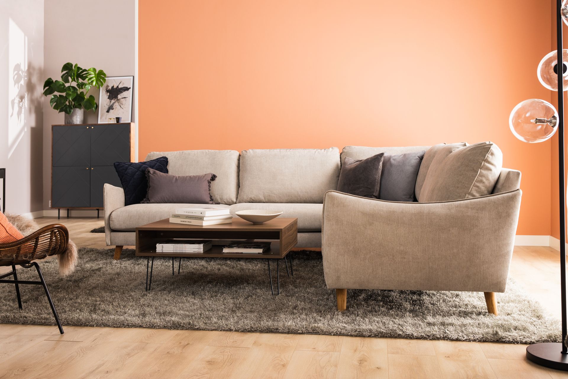 Trend Lyx 6-seters Vendbar L-formet Hjørnesofa i Stoff - Beige - Møbler - Sofaer - Hjørnesofaer