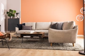 Trend Lyx 6-seters Vendbar L-formet Hjørnesofa i Stoff - Beige - Møbler - Sofaer - Hjørnesofaer