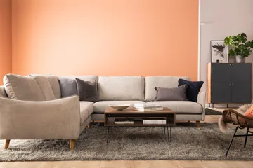 Trend Lyx 6-seters Vendbar L-formet Hjørnesofa i Stoff - Beige - Møbler - Sofaer - Hjørnesofaer