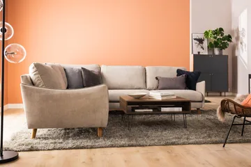 Trend Lyx 6-seters Vendbar L-formet Hjørnesofa i Stoff - Beige - Møbler - Sofaer - Hjørnesofaer