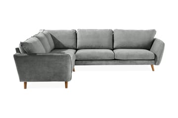 Trend Lyx 6-seters Vendbar L-formet Hjørnesofa i Stoff - Grå - Møbler - Sofaer - Hjørnesofaer