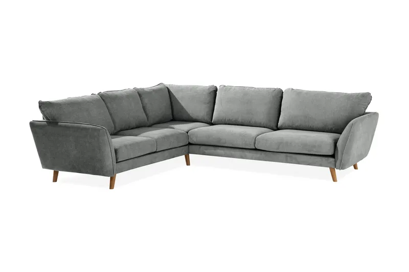 Trend Lyx 6-seters Vendbar L-formet Hjørnesofa i Stoff - Grå - Møbler - Sofaer - Hjørnesofaer