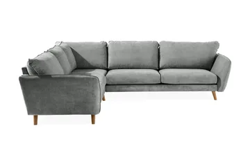 Trend Lyx 6-seters Vendbar L-formet Hjørnesofa i Stoff - Grå - Møbler - Sofaer - Hjørnesofaer