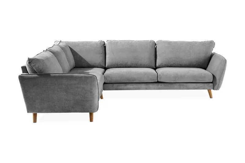 Trend Lyx 6-seters Vendbar L-formet Hjørnesofa i Stoff - Grå - Møbler - Sofaer - Hjørnesofaer