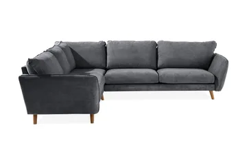 Trend Lyx 6-seters Vendbar L-formet Hjørnesofa i Stoff - Mørk grå - Møbler - Sofaer - Hjørnesofaer