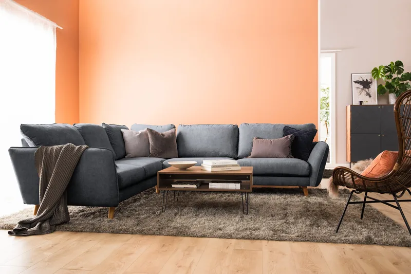 Trend Lyx 6-seters Vendbar L-formet Hjørnesofa i Stoff - Mørk grå - Møbler - Sofaer - Hjørnesofaer