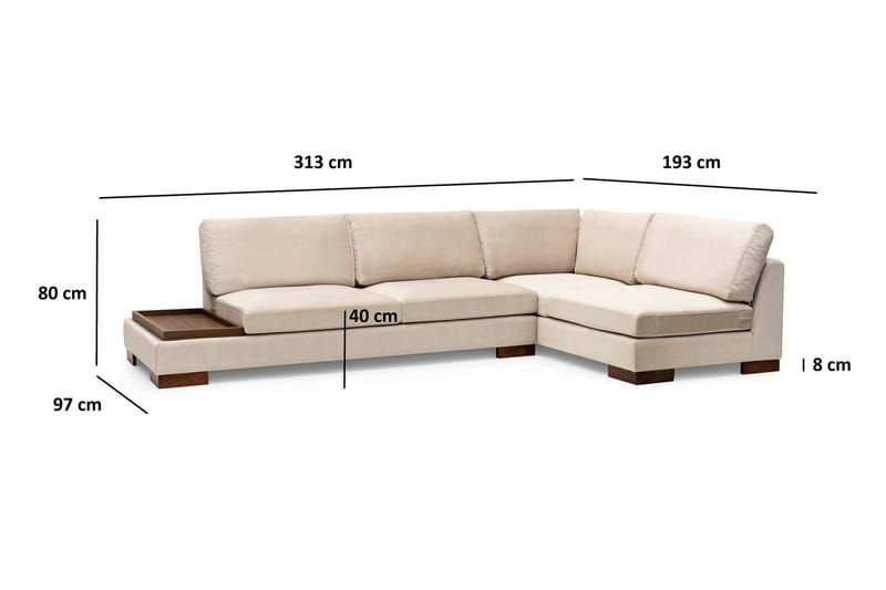 Tulima Sofa med Sjeselong Høyre - Beige/Natur - Møbler - Sofaer - Hjørnesofaer