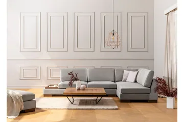 Tulima Sofa med Sjeselong m Krakk Høyre - Lysegrå/Natur - Møbler - Sofaer - Hjørnesofaer