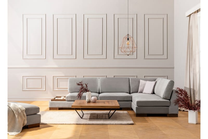 Tulima Sofa med Sjeselong m Krakk Høyre - Lysegrå/Natur - Møbler - Sofaer - Hjørnesofaer