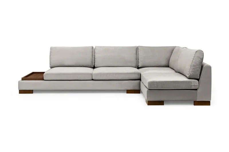 Tulima Sofa med Sjeselong m Krakk Høyre, Lysegrå/Natur