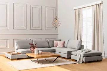 Tulima Sofa med Sjeselong m Krakk Høyre - Lysegrå/Natur - Møbler - Sofaer - Hjørnesofaer