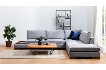 Tulima Sofa med Sjeselong m Krakk Høyre - Mørkegrå/Natur - Møbler - Sofaer - Hjørnesofaer