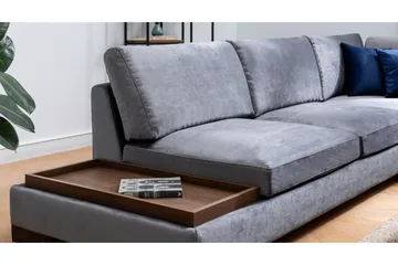Tulima Sofa med Sjeselong m Krakk Høyre - Mørkegrå/Natur - Møbler - Sofaer - Hjørnesofaer