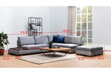 Tulima Sofa med Sjeselong m Krakk Høyre - Mørkegrå/Natur - Møbler - Sofaer - Hjørnesofaer