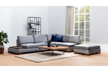 Tulima Sofa med Sjeselong m Krakk Høyre - Mørkegrå/Natur - Møbler - Sofaer - Hjørnesofaer