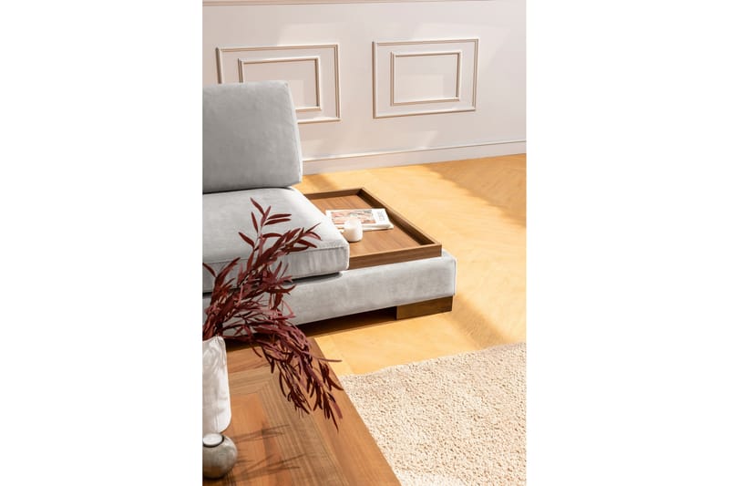 Tulima Sofa med Sjeselong m Krakk Venstre - Lysegrå/Natur - Møbler - Sofaer - Hjørnesofaer