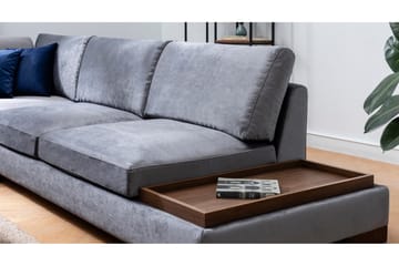 Tulima Sofa med Sjeselong m Krakk Venstre - Mørkegrå/Natur - Møbler - Sofaer - Hjørnesofaer