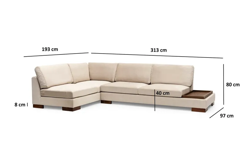 Tulima Sofa med Sjeselong Venstre - Beige/Natur - Møbler - Sofaer - Hjørnesofaer