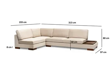 Tulima Sofa med Sjeselong Venstre - Beige/Natur - Møbler - Sofaer - Hjørnesofaer