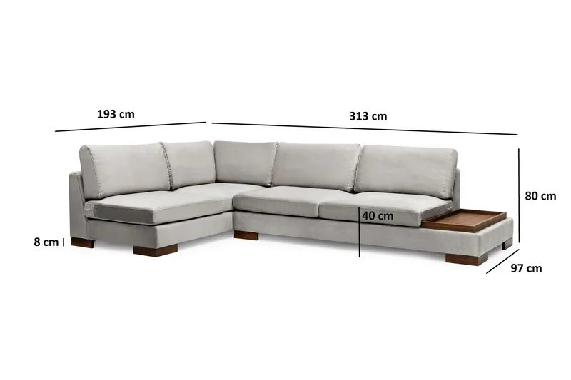 Tulima Sofa med Sjeselong Venstre - Lysegrå/Natur - Møbler - Sofaer - Hjørnesofaer