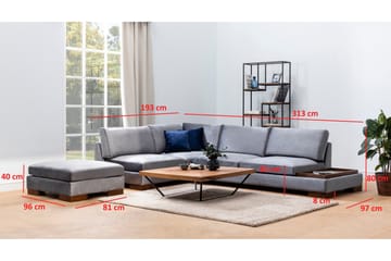 Tulima Sofa med Sjeselong Venstre - Mørkegrå/Natur - Møbler - Sofaer - Hjørnesofaer