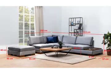 Tulima Sofa med Sjeselong Venstre - Mørkegrå/Natur - Møbler - Sofaer - Hjørnesofaer