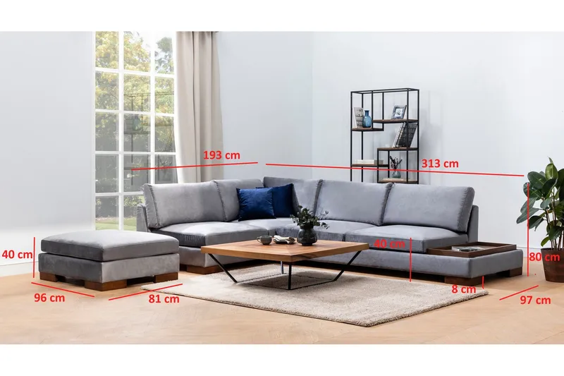 Tulima Sofa med Sjeselong Venstre - Mørkegrå/Natur - Møbler - Sofaer - Hjørnesofaer