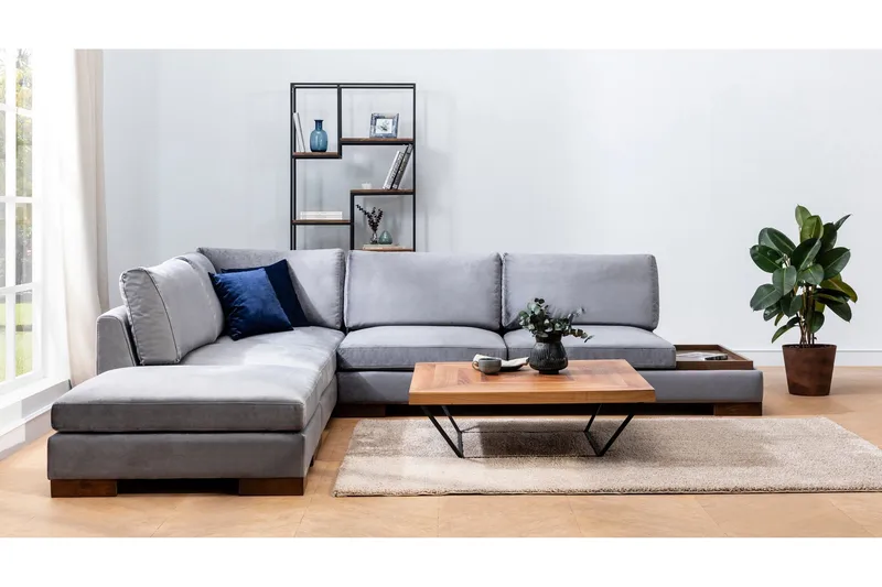 Tulima Sofa med Sjeselong Venstre - Mørkegrå/Natur - Møbler - Sofaer - Hjørnesofaer