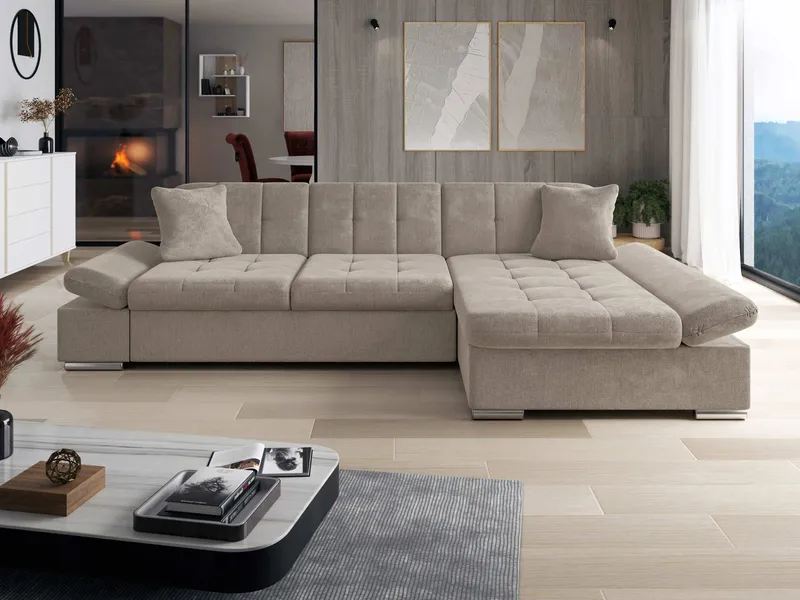 Vananda 4-seters Sofa med Sjeselong Høyre - Mørk beige - Møbler - Sofaer - Hjørnesofaer - Hjørnesofa med divan
