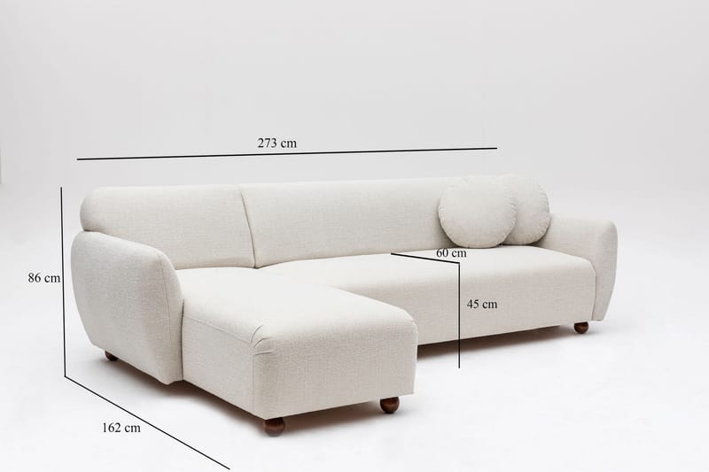 Whitecliffs Divansofa 3-seters - Hvit - Møbler - Sofaer - Sofaer med sjeselong - 3 seters sofa med divan