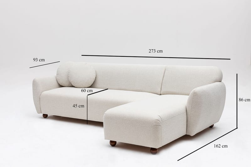 Whitecliffs Divansofa 3-seters - Hvit - Møbler - Sofaer - Sofaer med sjeselong - 3 seters sofa med divan