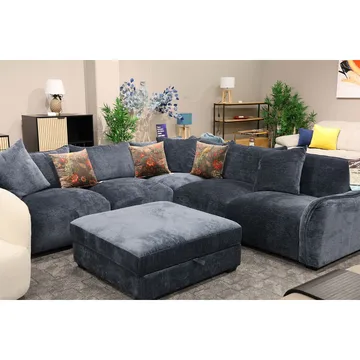 Hjørnesofa/ottoman Denvi - mørk blå - Møbler - Sofaer - Fløyelssofaer