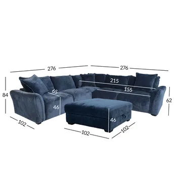 Hjørnesofa/ottoman Denvi - mørk blå - Møbler - Sofaer - Fløyelssofaer