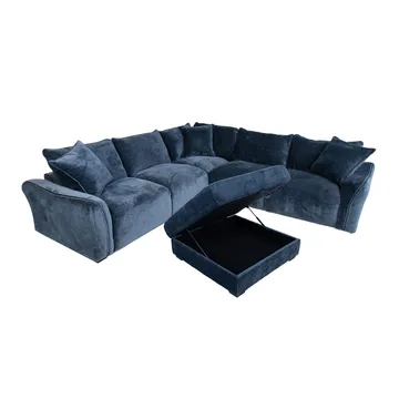 Hjørnesofa/ottoman Denvi - mørk blå - Møbler - Sofaer - Fløyelssofaer