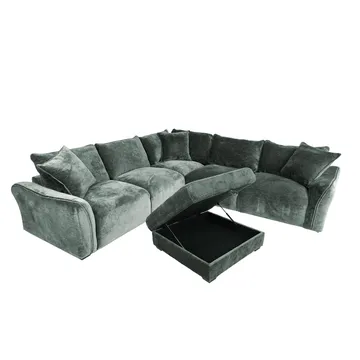 Hjørnesofa/ottoman Denvi - mintgrønn - Møbler - Sofaer - Fløyelssofaer