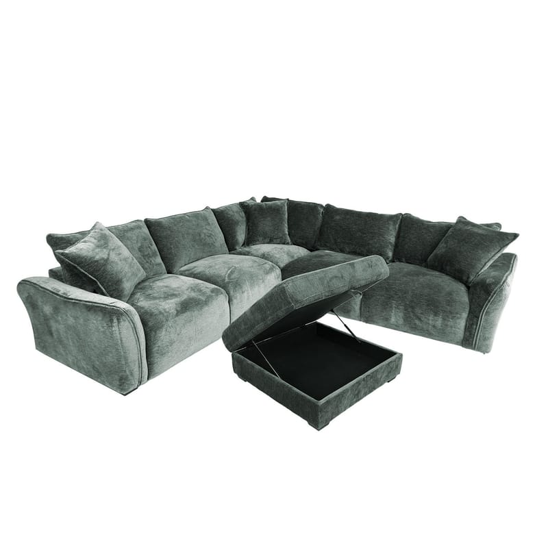 Hjørnesofa/ottoman Denvi - mintgrønn - Møbler - Sofaer - Fløyelssofaer