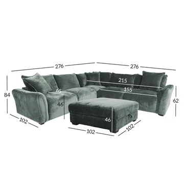 Hjørnesofa/ottoman Denvi - mintgrønn - Møbler - Sofaer - Fløyelssofaer
