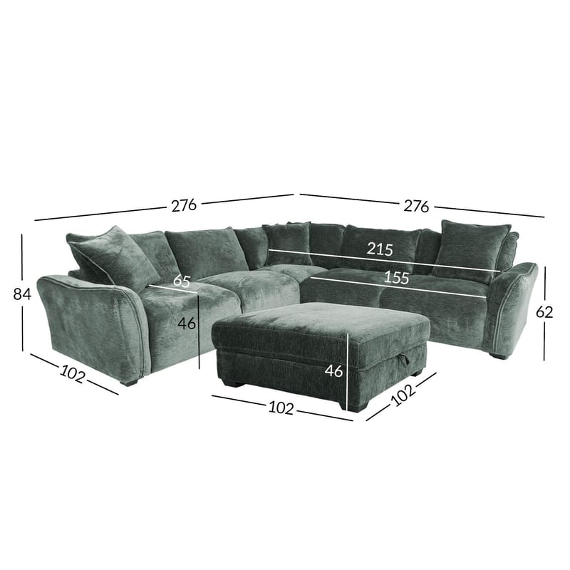 Hjørnesofa/ottoman Denvi - mintgrønn - Møbler - Sofaer - Fløyelssofaer