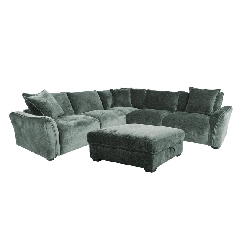 Hjørnesofa/ottoman Denvi, mintgrønn