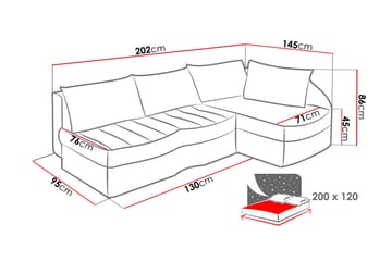Hjørnesovesofa Lido 202x145x86 cm - Møbler - Sofaer - Skinnsofaer