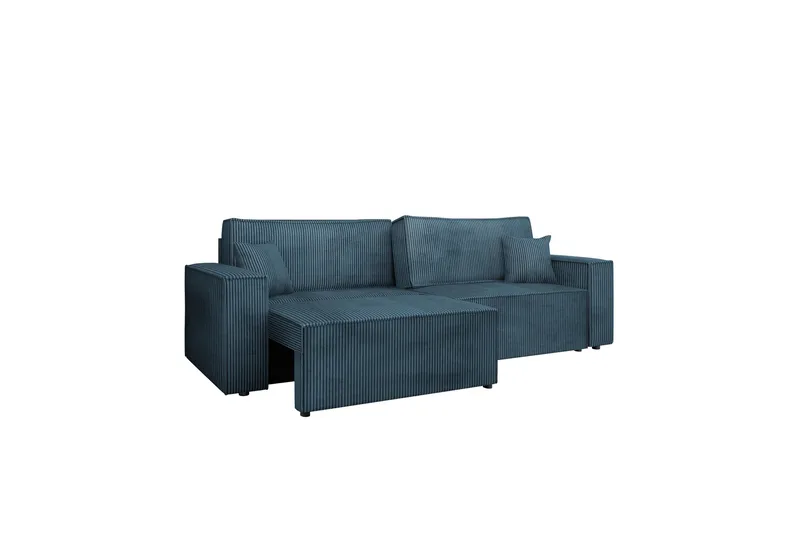 Hobson 3-seter Sovesofa 245 cm med Oppbevaring i Manchesterstoff, Blå